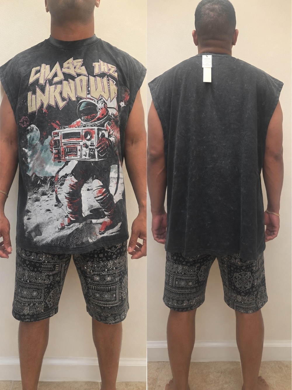 Reason Chase The Unknown Graphic Muscle Tank Black XXL NWT
